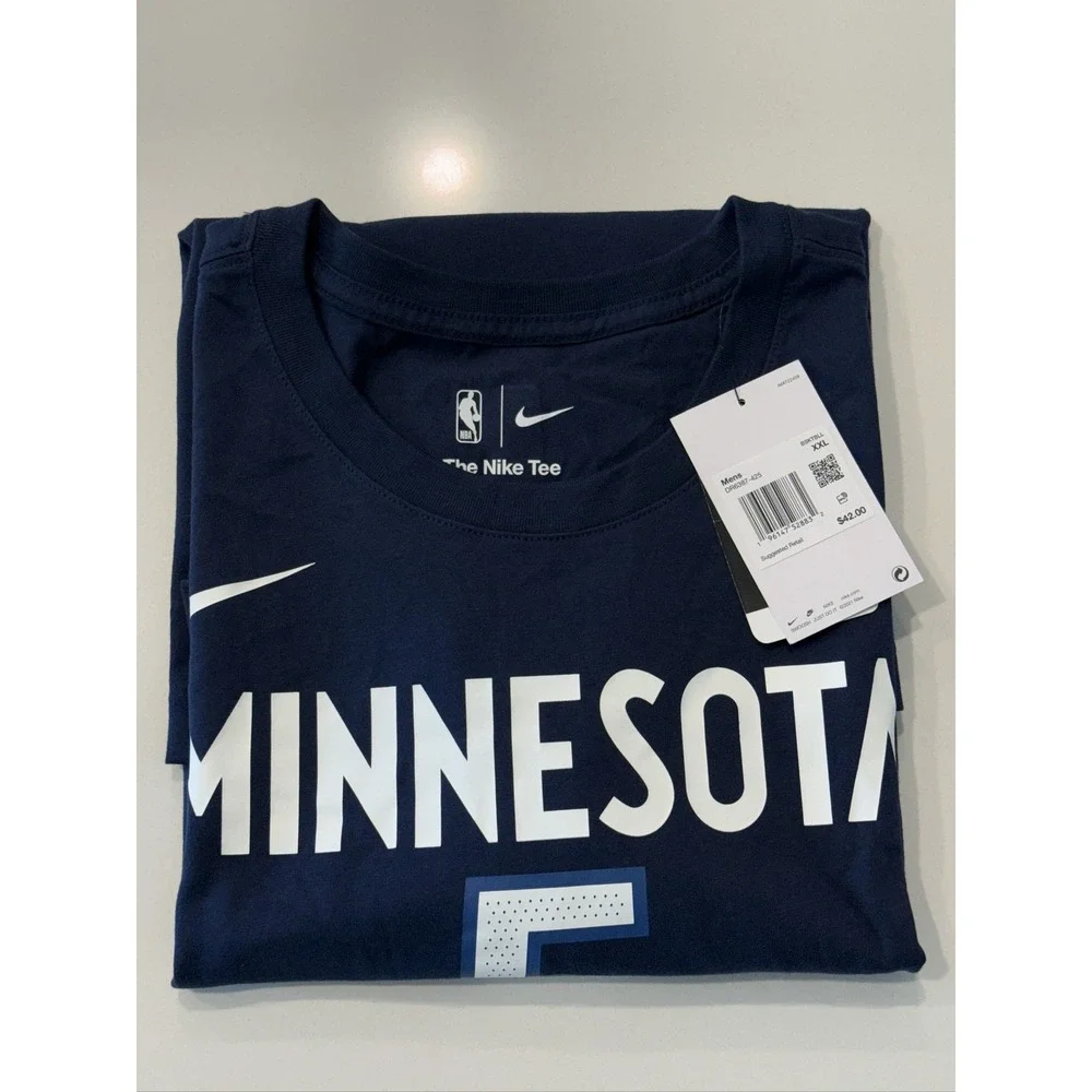 Nike Anthony Edwards Timberwolves Icon Name & Number T-Shirt Men's 2XL Navy